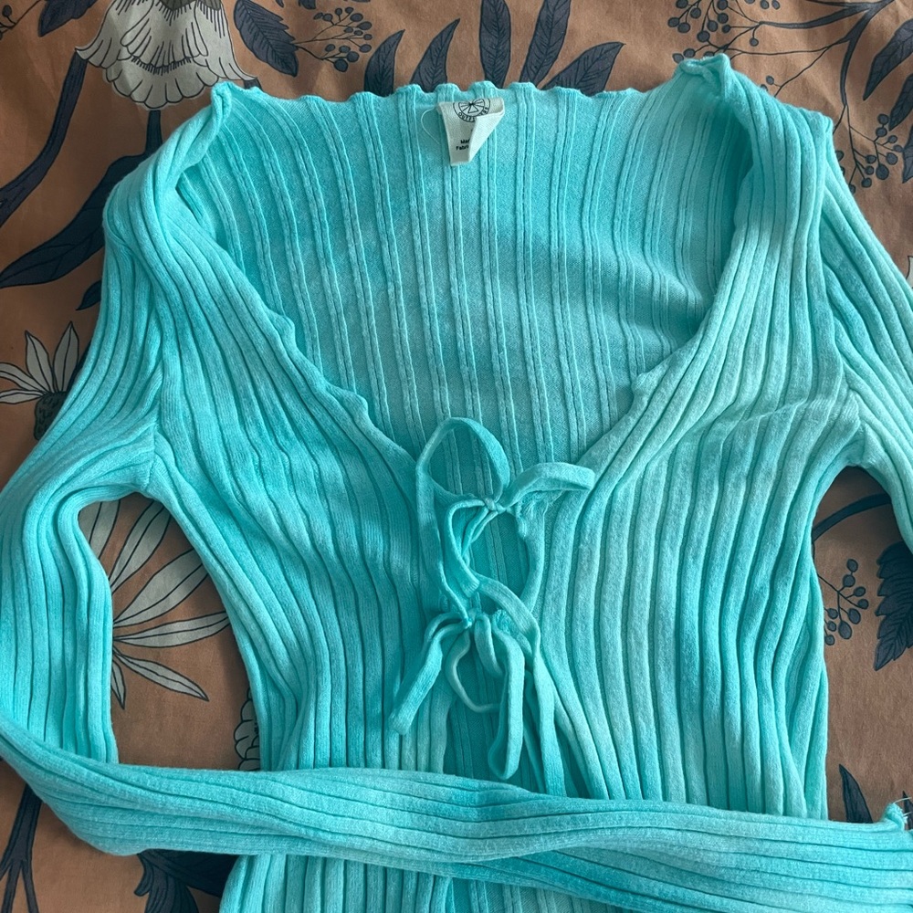 Urban outfitters light blue tie front top/cardigan